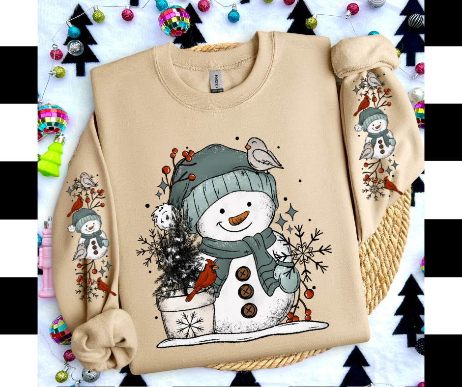 Snowman and Cardinal with Sleeve