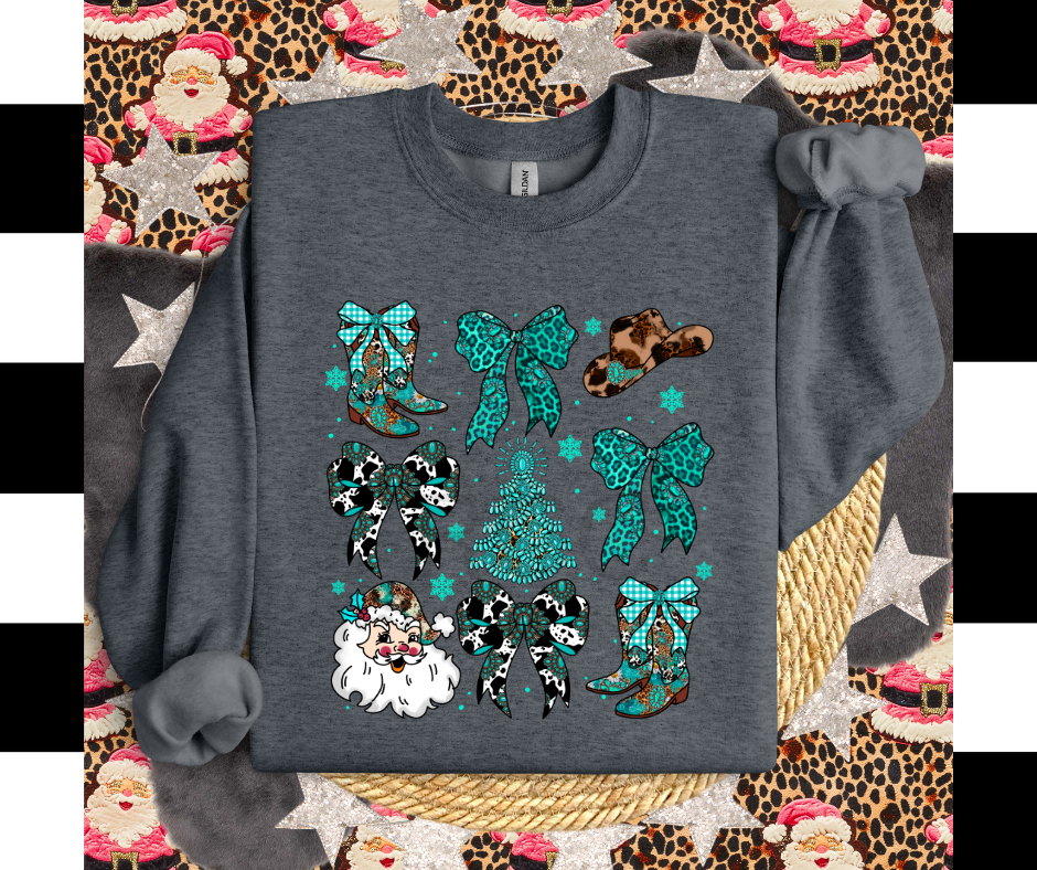 Western Turquoise Christmas DTF Transfer