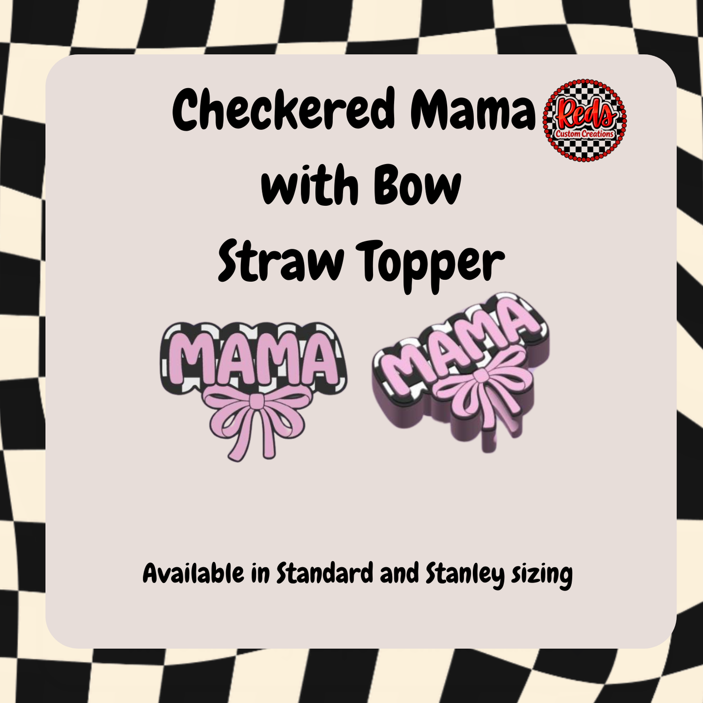 Checkered Mama Straw Topper