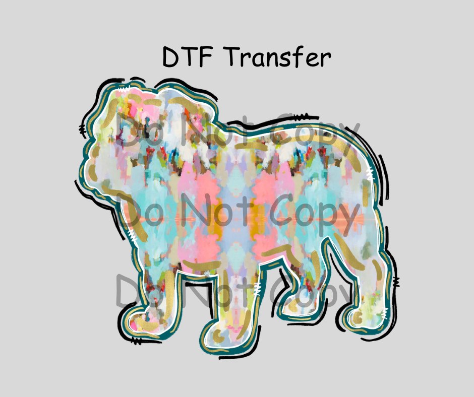 Water color English Bulldog DTF Transfer