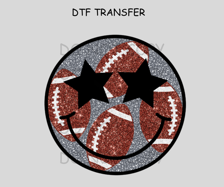 Faux Sequence Football Smiley DTF Transfer