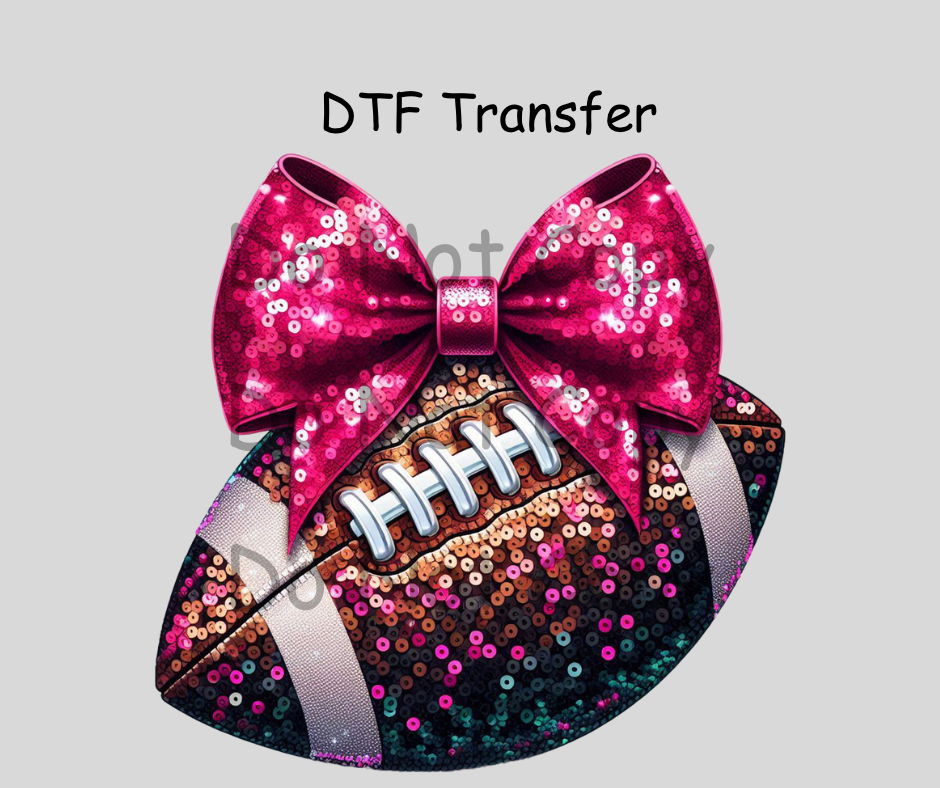 Pink Bow Sequence Football DTF Transfer