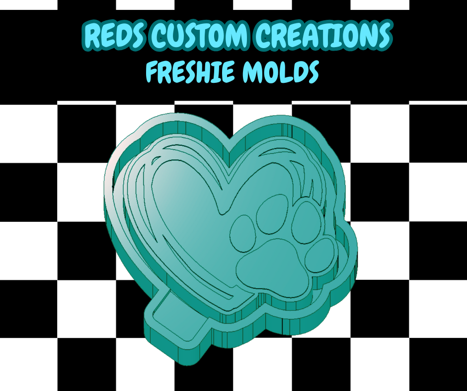 Paw Print Heart Freshie Silicone Mold