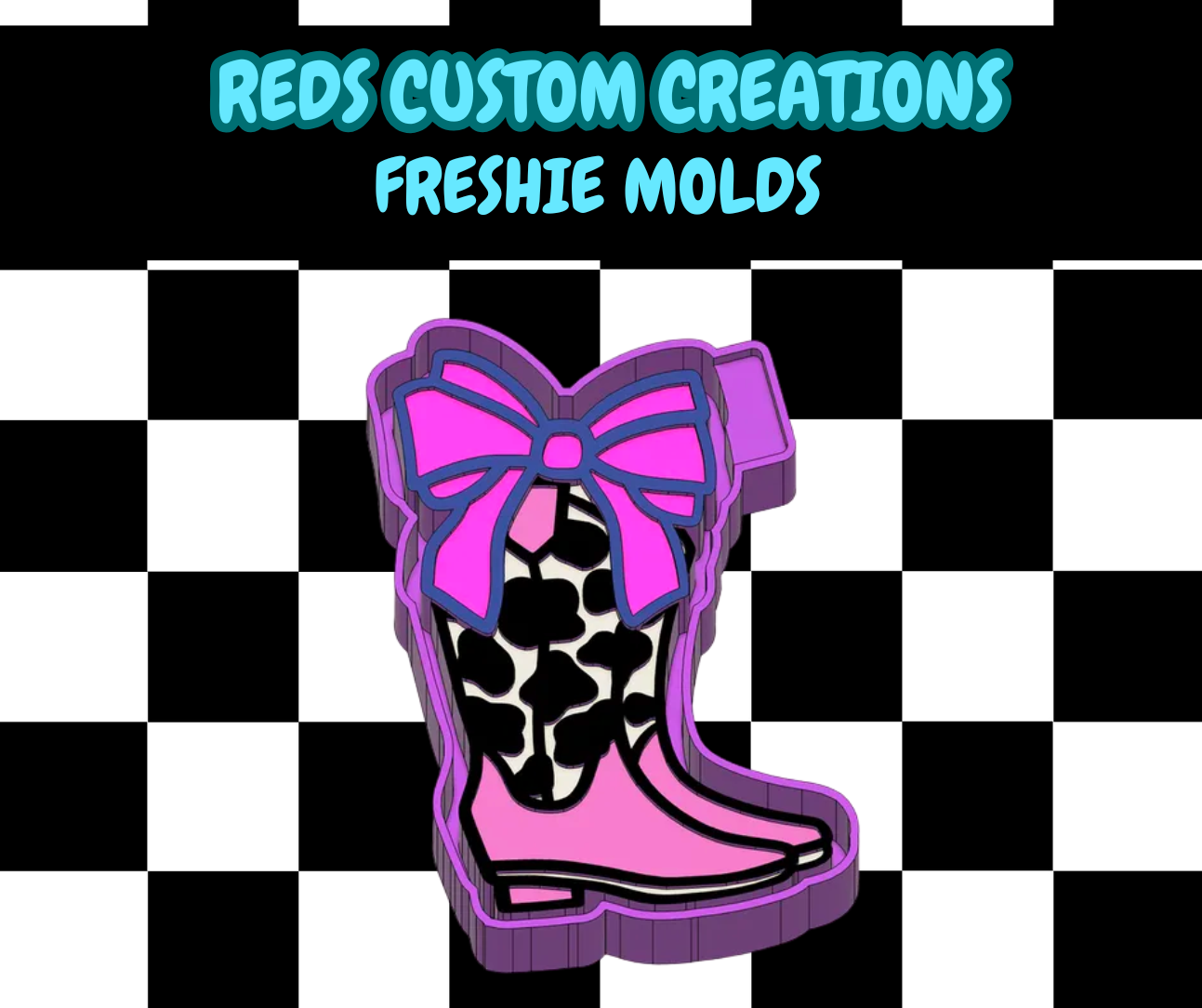 Cow Print Boot and Bow Silicone Freshie Mold