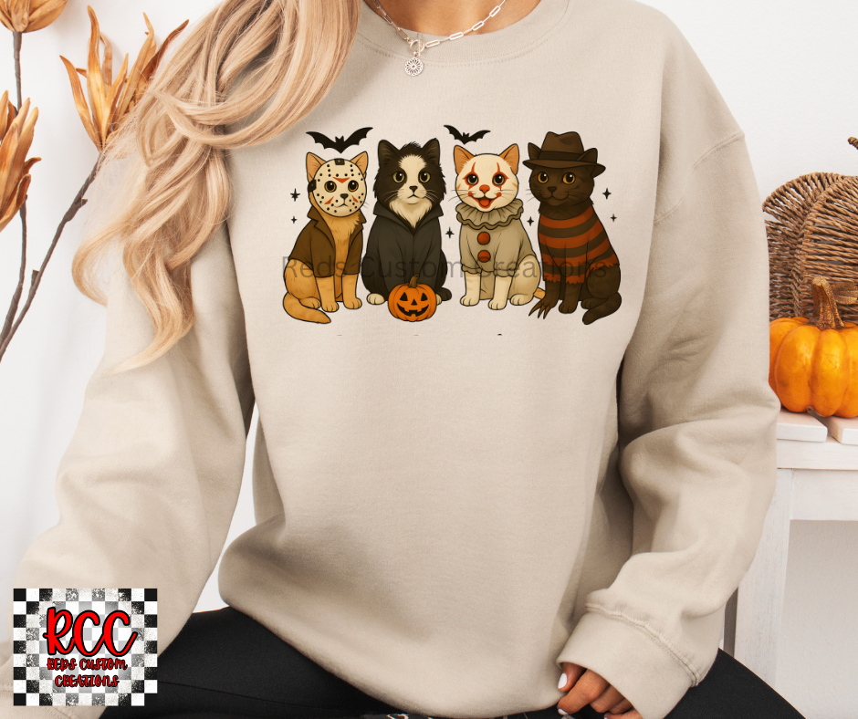 Cat Horror Guys Halloween -Crewneck or T-Shirt