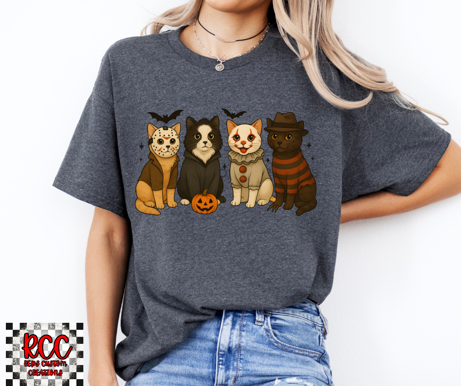 Cat Horror Guys Halloween -Crewneck or T-Shirt