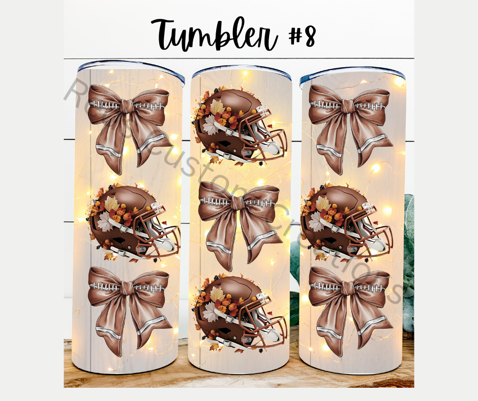 Tumbler #8 Football Bows/Helmet
