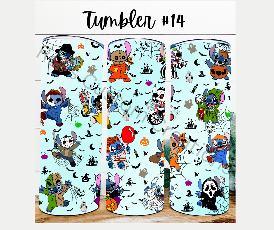 Tumbler #14 Blue Alien Halloween