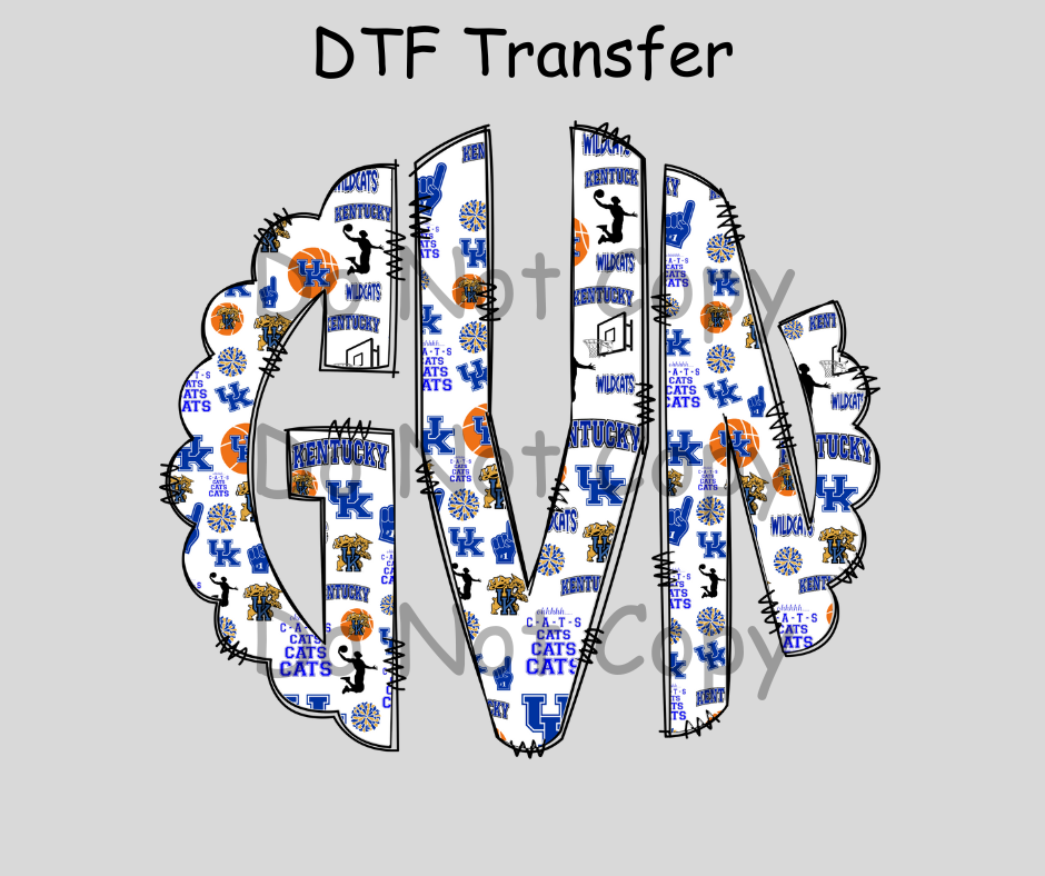 KY BASKETBALL Custom Monograms DTF Transfer