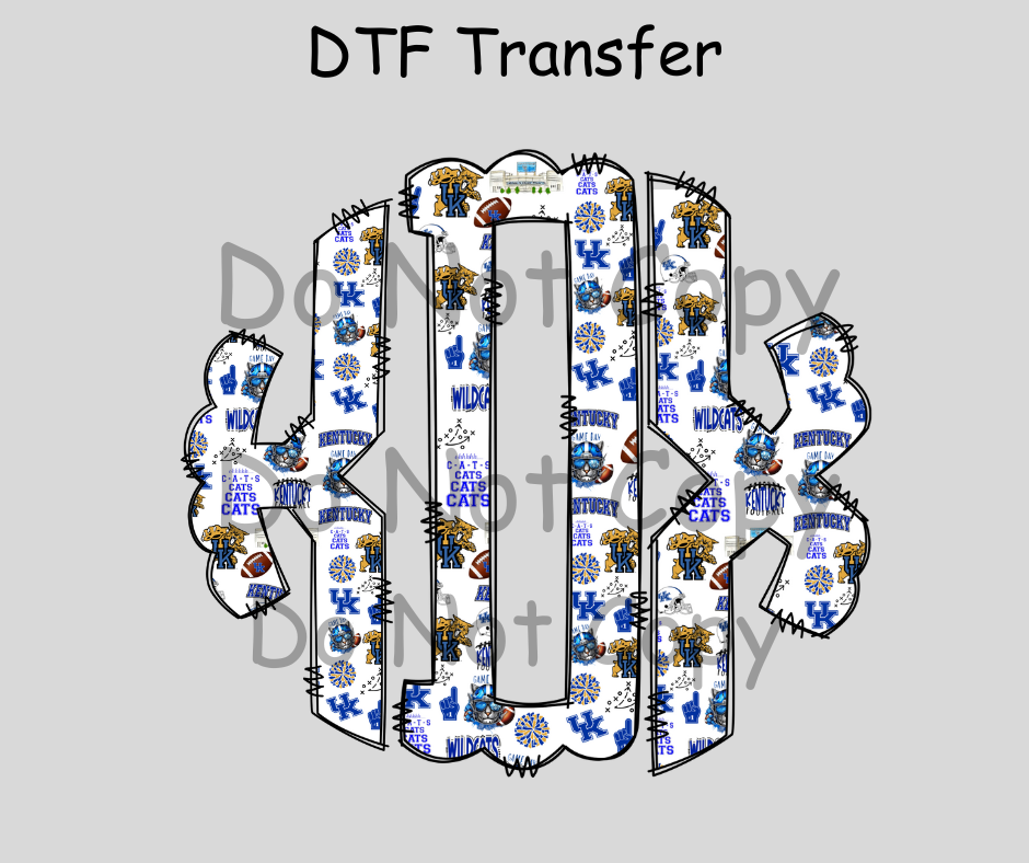 KY FOOTBALL Custom Monograms DTF Transfer
