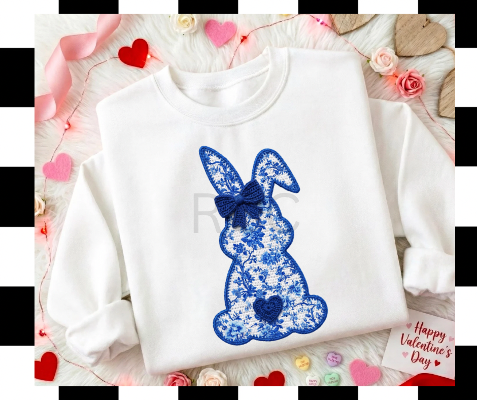 Blue Floral Bunny