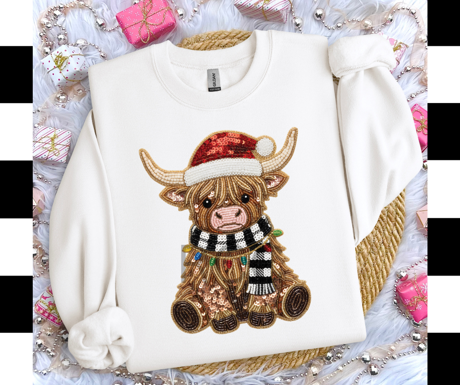 Christmas Highland Cow DTF Transfer