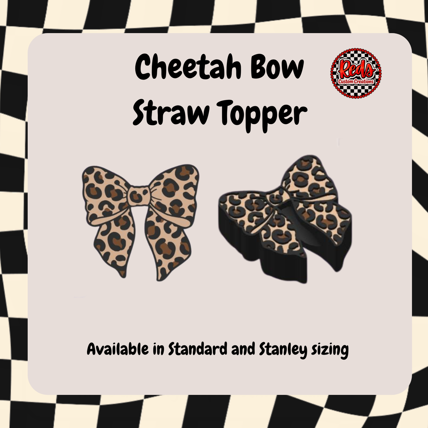 Cheetah Bow Straw Topper