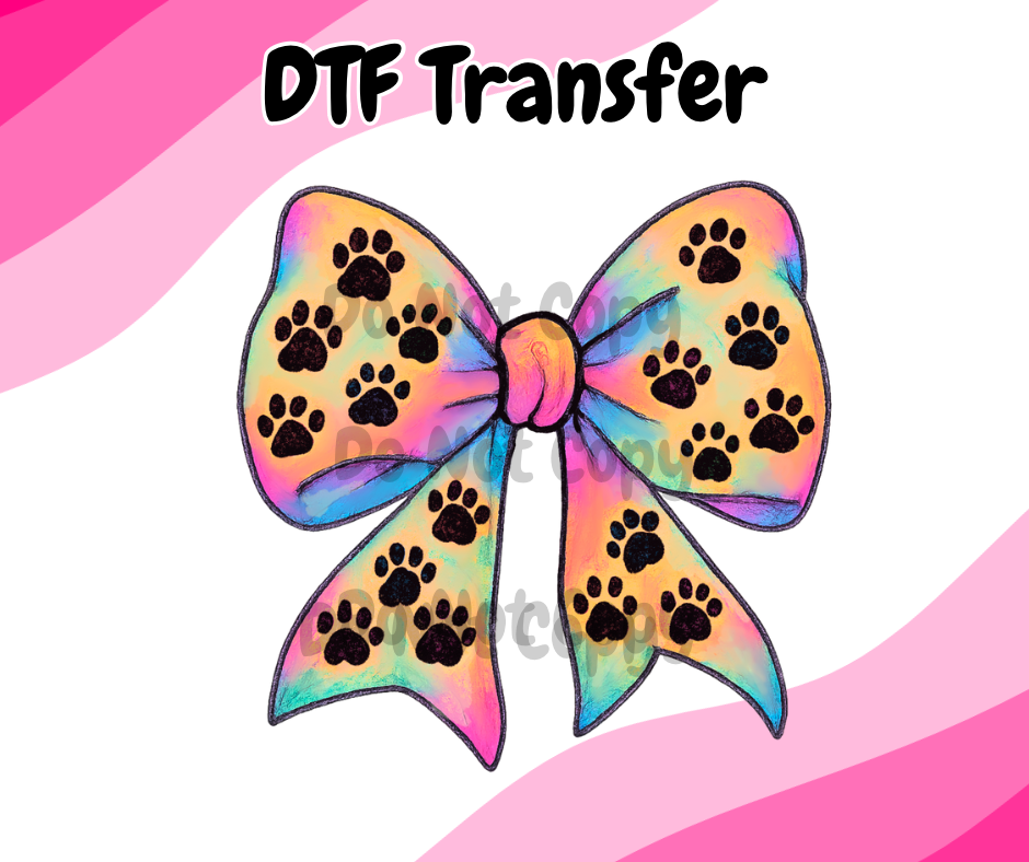 Paw print Bow DTF