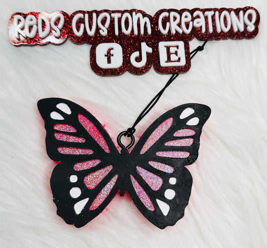 Pink Butterfly Car Freshie