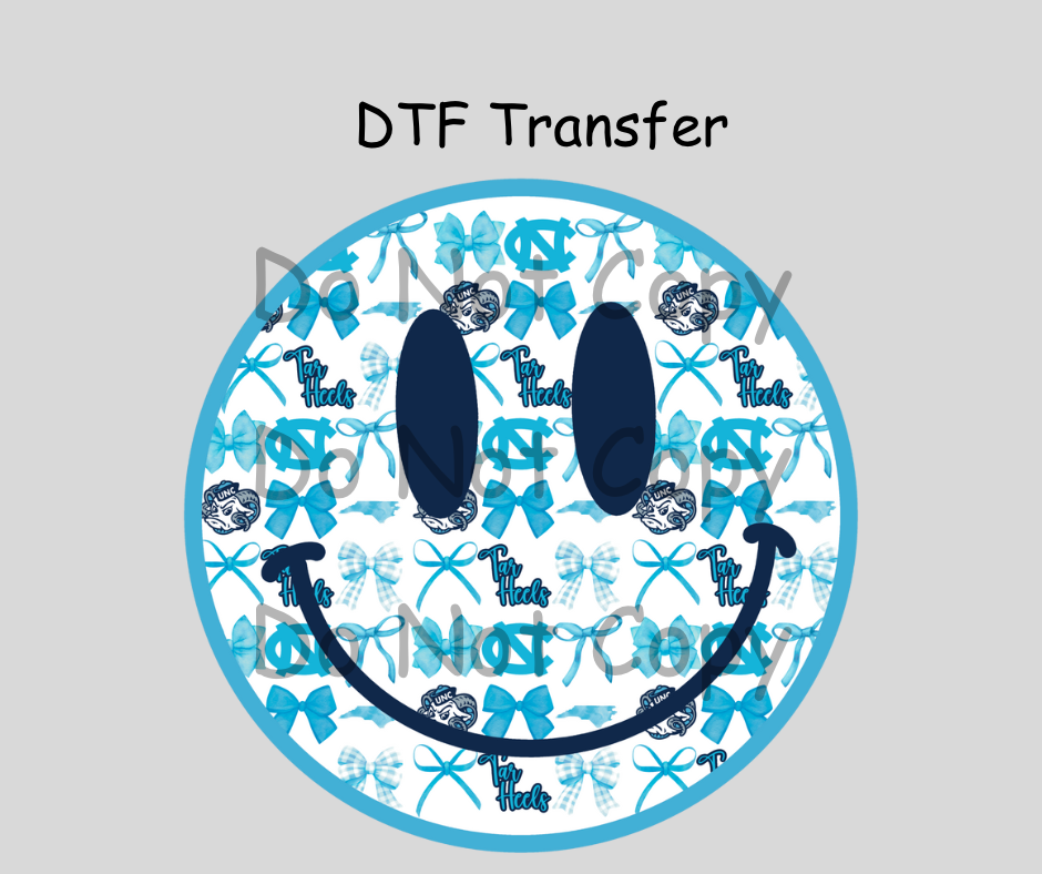 Tarheels Smiley DTF Transfer