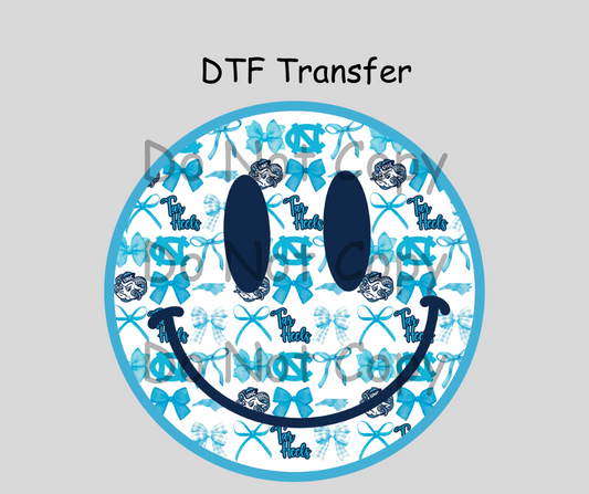 Tarheels Smiley DTF Transfer
