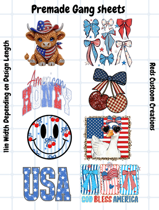 4th of July Pre-made Gangsheet