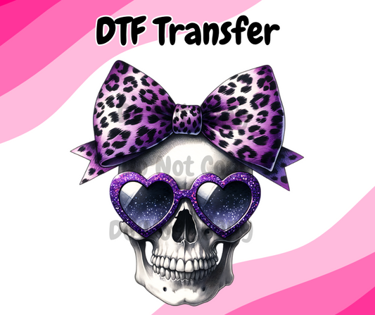 Purple Bow Skelly DTF