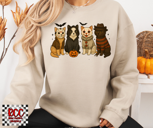Cat Horror Guys Halloween -Crewneck or T-Shirt