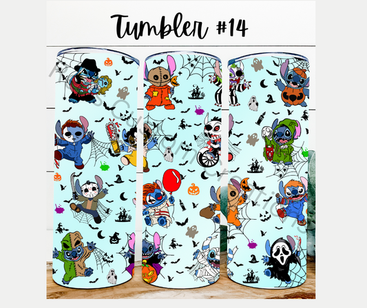 Tumbler #14 Blue Alien Halloween