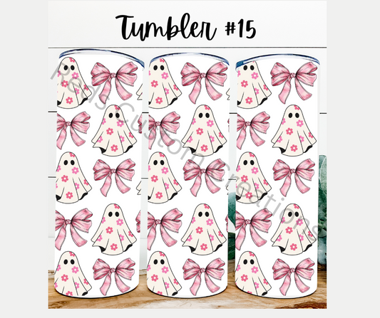 Tumbler #15 Pink Bows and Ghosts