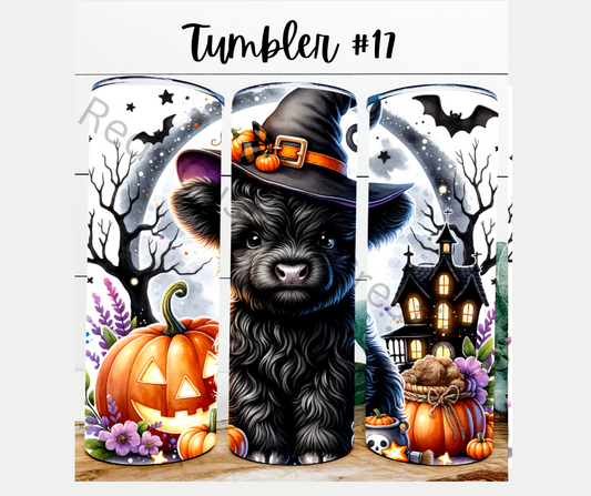 Tumbler #17 Black Highland Cow