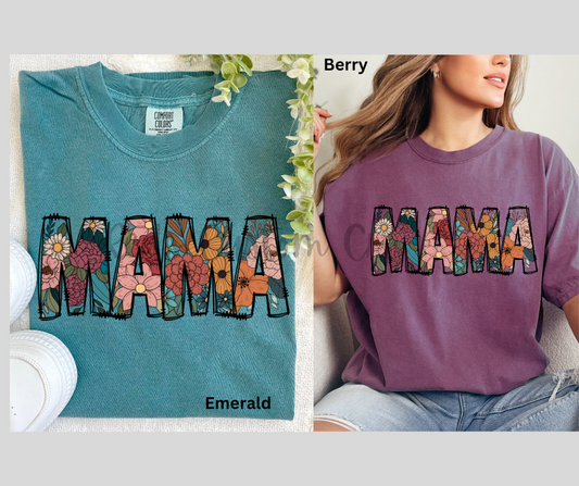 Floral MAMA Comfort Color T-Shirt