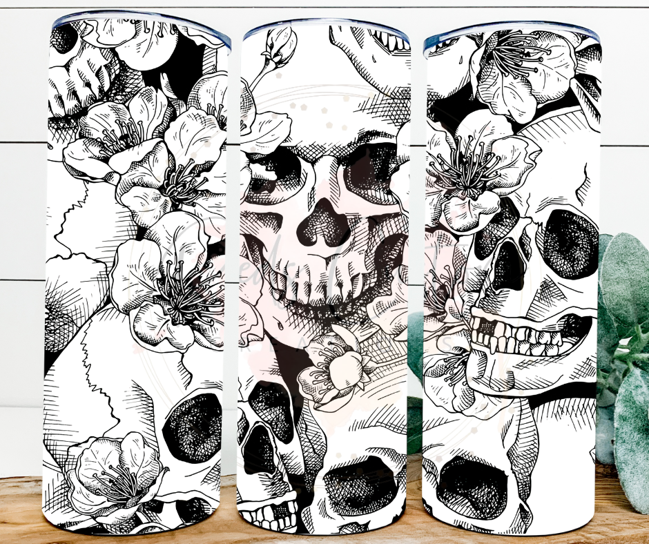Black and White Skellies- 20oz Tumbler