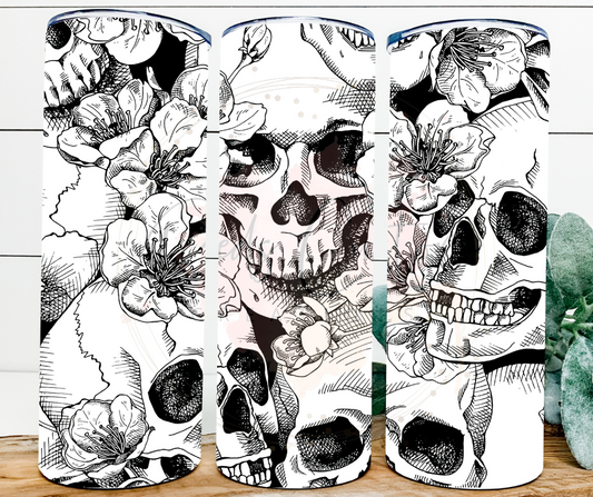 Black and White Skellies- 20oz Tumbler