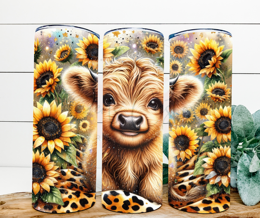 Highland Cow- Sunflower 20oz Tumbler