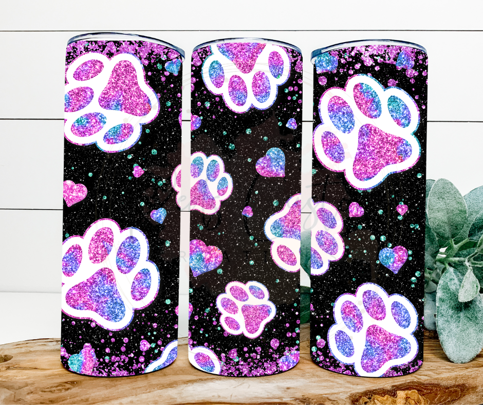 Glitter Pawprints- 20oz Tumbler