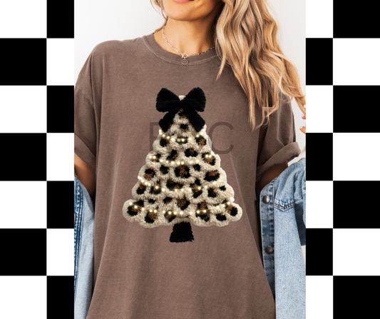 Yarn Leopard Tree with Lights DTF Transfer